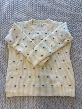 NWOT Lou & Grey Cream Sweater with Lavender Dot Detail